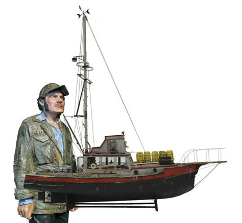 JAWS ORCA 3 FOOT Model Boat W/ QUINT Statue Wood Lobster Ship Museum ...