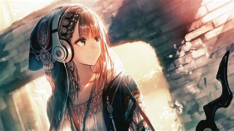 Anime Girl with Headphones and Hat - HD Wallpaper by Garuku