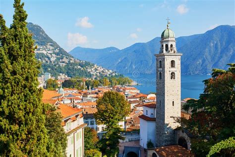 Scenic View To the Old Town of Lugano, Switzerland Stock Photo - Image of swiss, tourist: 137595590