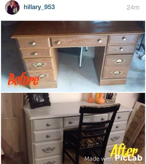 Before and after repainted desk! | Repainted desk, Office desk, Desk