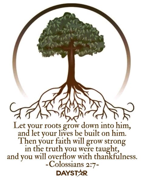 "Let your roots grow down into him, and let your lives be built on him. Then your faith will ...