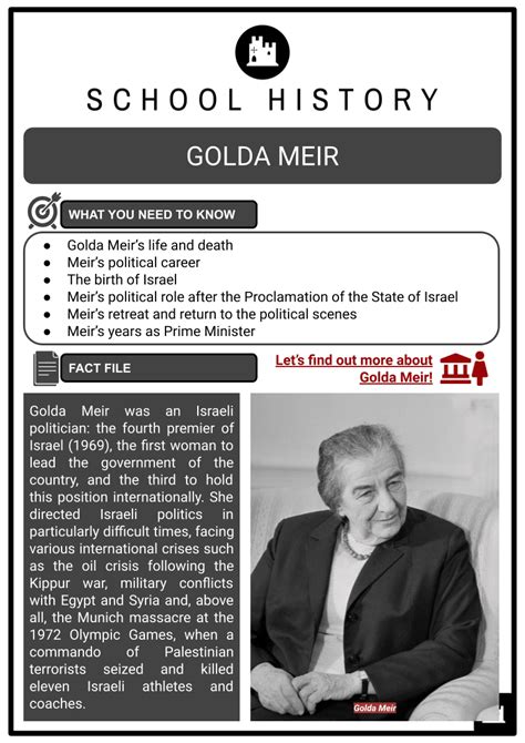Golda Meir Early Life, Political Career, Facts & Worksheets