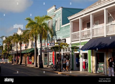 Main street and tourist attractions on Duval Street in Key West, Florida Keys, Florida, USA ...