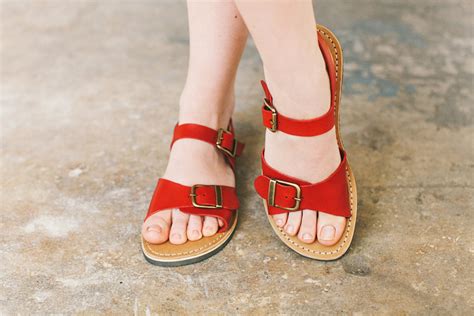 Wide Foot Narrow Foot Summer Shoes Custom Sandals Red by Crupon