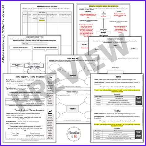 Theme Worksheets & Graphic Organizers – Education is Lit