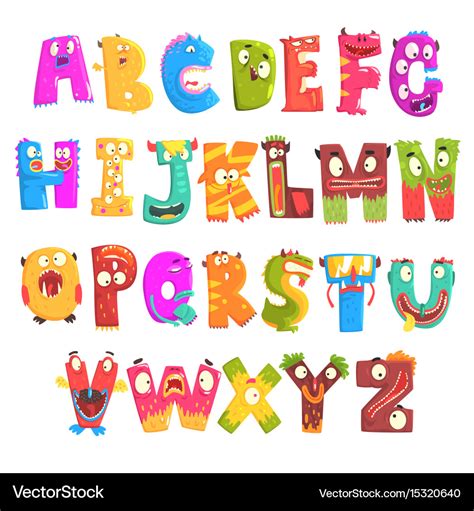 Colorful cartoon children english alphabet with Vector Image