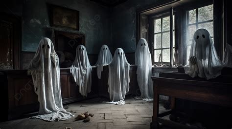 Four Ghosts Sit Around In An Old Room Background, Ghosts Pictures ...