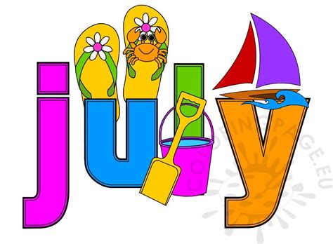 Summer Month July image – Coloring Page