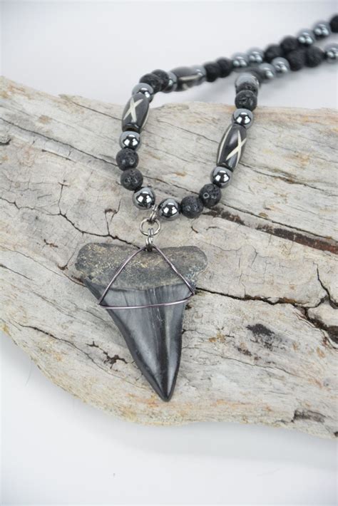 Mako Shark Tooth Necklace by JustBeadHappy2 on Etsy