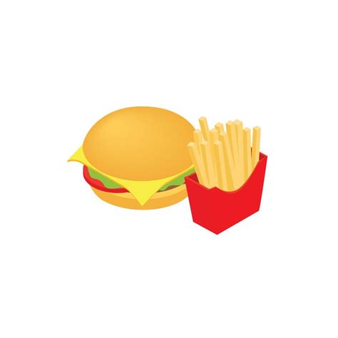 Hamburger and fries icon, isometric 3d style 14153015 Vector Art at Vecteezy