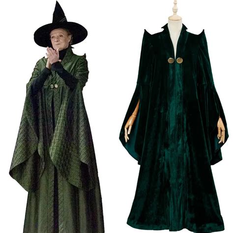 Professor Minerva McGonagall Cosplay Costume Dress Magic Robe Cape ...