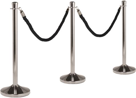 6 x Chrome Stanchions & Black Rope – Lizard Audio Ltd Equipment Hire