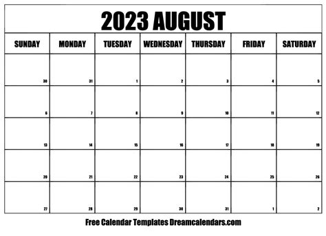 August 2023 Calendar - Free Printable with Holidays and Observances