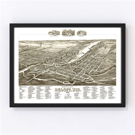 Vintage Map of Beloit, Wisconsin 1890 by Ted's Vintage Art