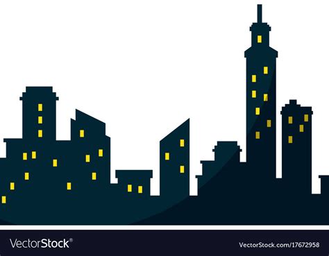 Silhouette of city buildings icon Royalty Free Vector Image