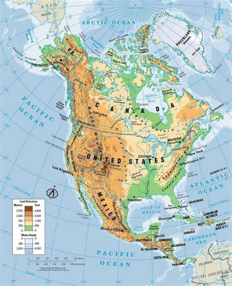 √ Mapa de América del Norte · mapa político y físico【 2024