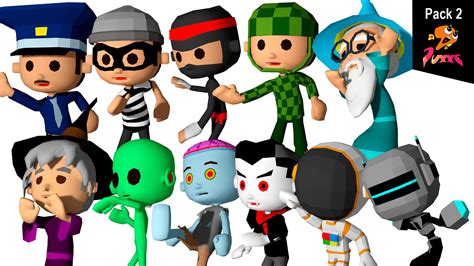 22 Characters - FBX - With Animations - 3D Low Poly - Packs V1 Model ...