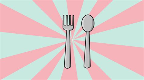 animated video of a fork and spoon with a rotating background 30923572 Stock Video at Vecteezy