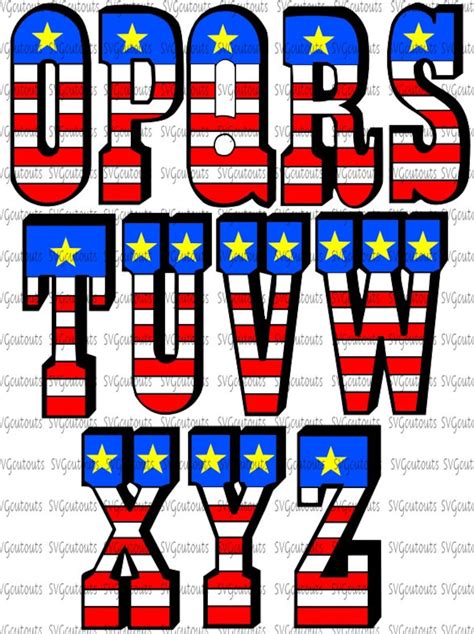 American Flag Patriotic Font Alphabet Design SVG Eps Dxf - Etsy