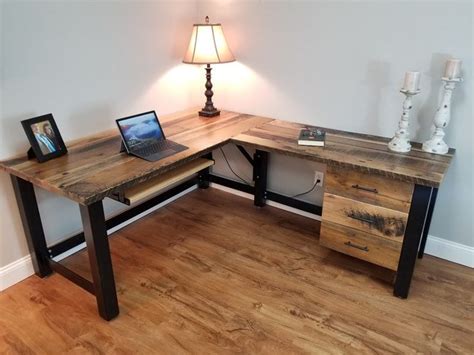 Wood Computer Desk Rustic Corner Desk Custom Barnwood Office Desk ...