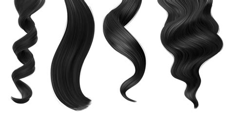 Shiny black woman hair strands, straight ponytail 13937328 Vector Art at Vecteezy