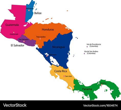 Central america map Royalty Free Vector Image - VectorStock