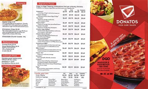 Donatos Printable Menu