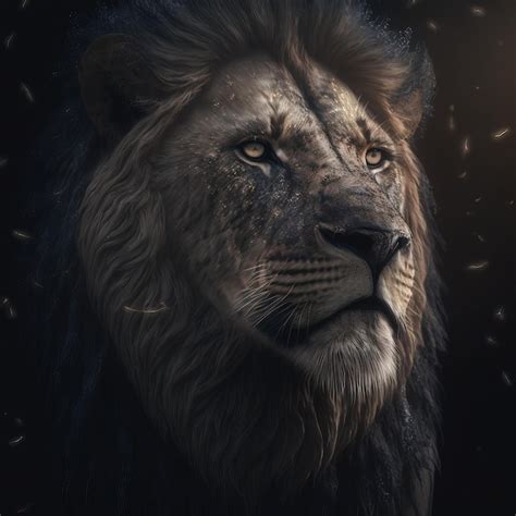 Premium Photo | A lion's face is shown with a black background.