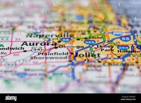 Oswego Illinois Shown on a Geography map or road map Stock Photo - Alamy