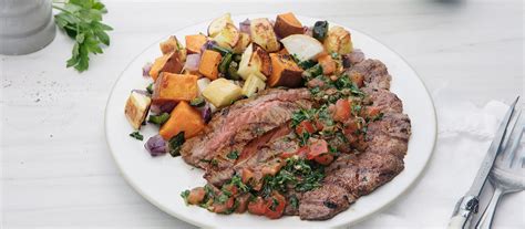 Smoked Grass-Fed Flank Steak with Cilantro Salsa and Roasted Vegetables - Metabolic Meals - Blog