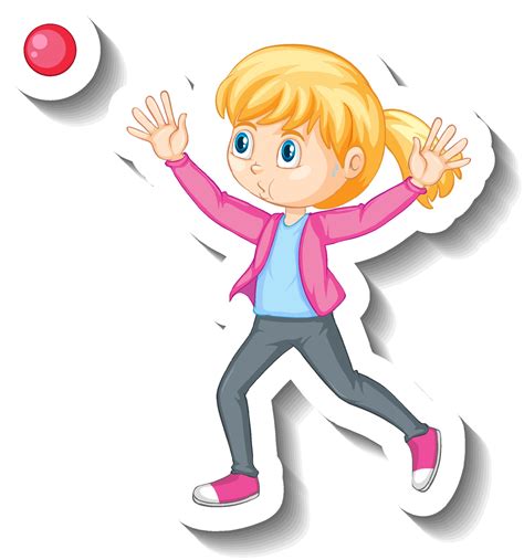 A girl throwing ball cartoon character sticker 3359362 Vector Art at Vecteezy