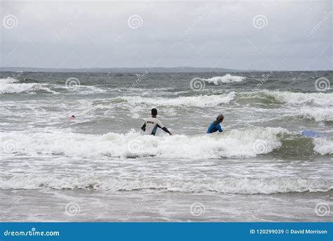 Instructor Teaching Surfing at Ballybunion Beach Editorial Stock Image ...