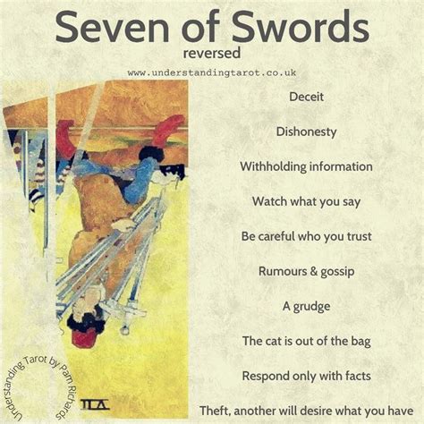 Seven of Swords Reversed in 2022 | Learning tarot cards, Tarot reading spreads, Tarot meanings