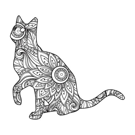 gato mandala página para colorear para niños 7848836 Vector en Vecteezy