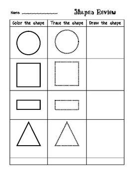 This shapes review is great for students to practice recognizing and drawing shapes. The ...