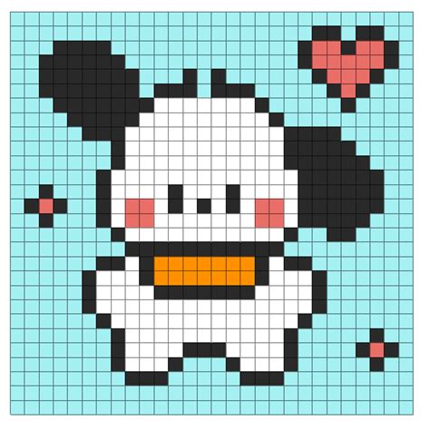 Sanrio Pochacco 2D Pixel Art Pix Brix 28x28 Light Palette Easy Pixel Art, Pixel Art Grid, Diy ...