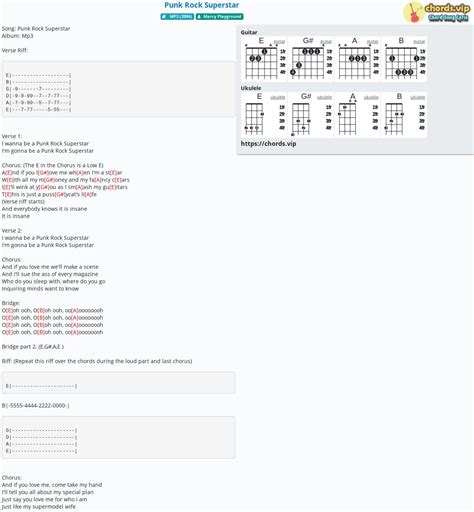 Chord: Punk Rock Superstar - tab, song lyric, sheet, guitar, ukulele ...