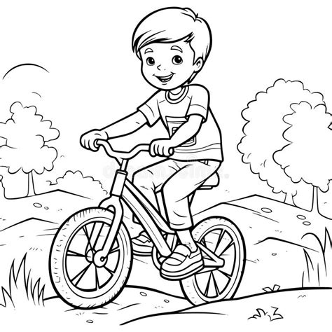 Coloring Boy Riding Bike Stock Illustrations – 134 Coloring Boy Riding ...