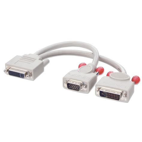 DVI-I Dual Link Female to DVI-D Male + VGA Male Monitor Splitter Cable - from LINDY UK