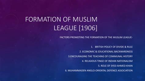 FORMATION OF MUSLIM LEAGUE [1906]