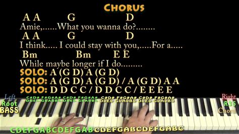 Amie (Pure Prairie League) Piano Lesson Chord Chart with Chords/Lyrics - Arpeggios - YouTube