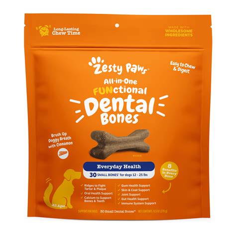 Zesty Paws Multifunctional Dental Bones for Dogs, 30 Small Dry Bones for Dogs 12-25 lbs ...