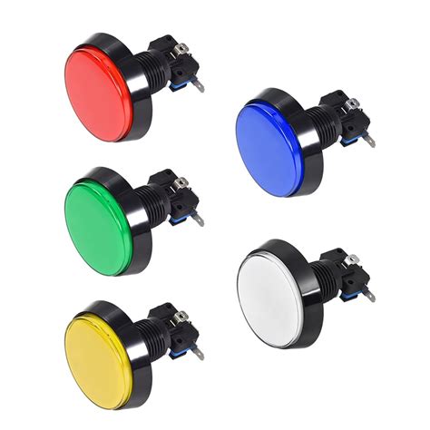 Game Push Button 60mm Round 12V LED Illuminated Push Button Switch with Micro switch for Arcade ...