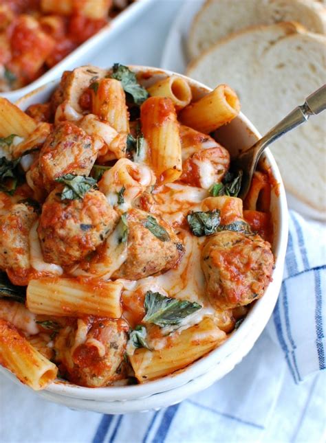 Easy Baked Rigatoni with Chicken Meatballs - A Cedar Spoon