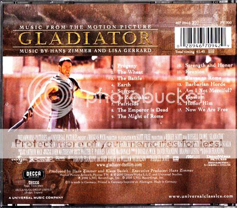 GLADIATOR- Soundtrack Score CD (2000 Movie Music) Hans Zimmer & Lisa Gerrard | eBay