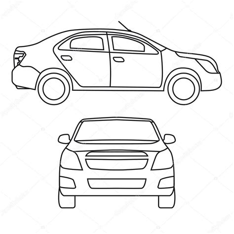 Illustration: front of car drawing | Drawing car, vector illustration, side view and front ...