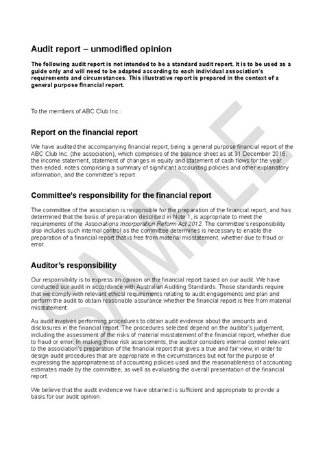 Internal Control Audit Report Template