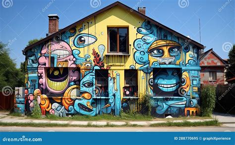 Colorful Graffiti House Entrance Stock Illustration - Illustration of ...