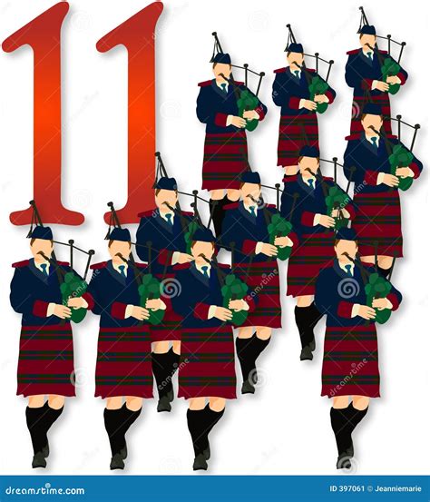 12 Days Of Christmas: 11 Pipers Piping Stock Image - Image: 397061