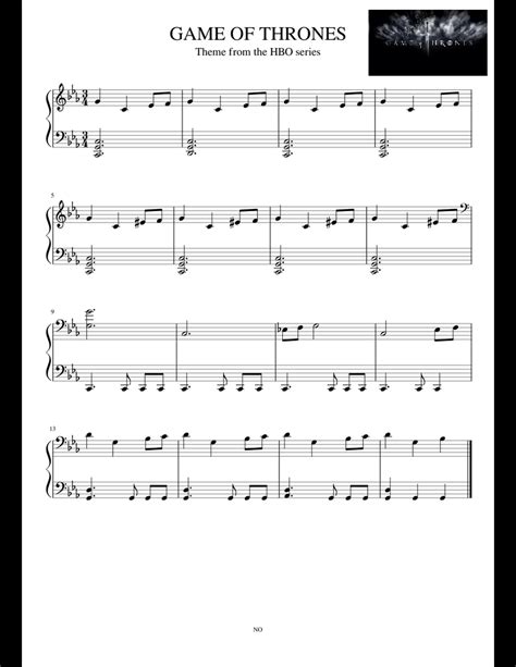 GAME OF THRONES-Theme from HBO series sheet music for Piano download ...